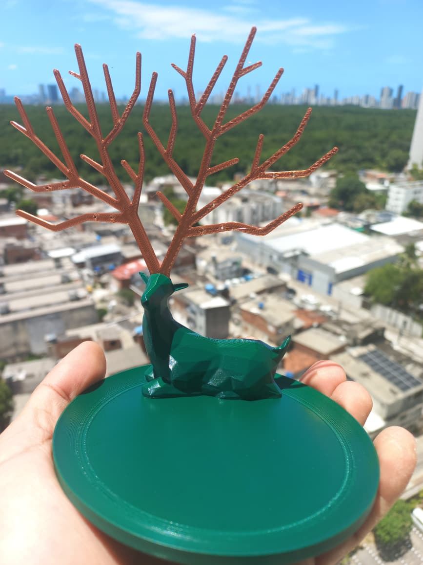 Suporte para joias em forma de cervo com galhos cor de cobre